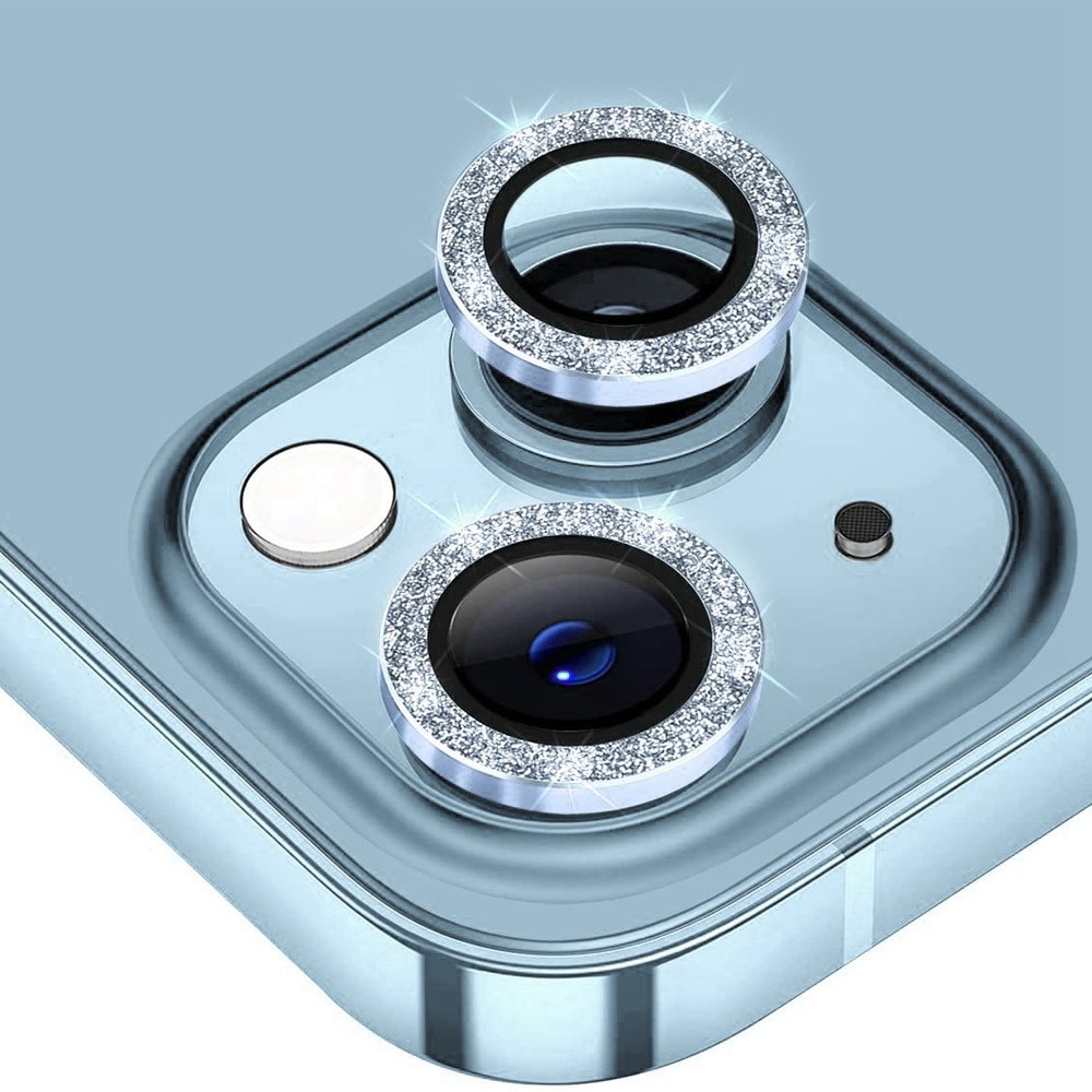iPhone 13 Mini Glitter Aluminium Tempered Glass Lens Protector Blue