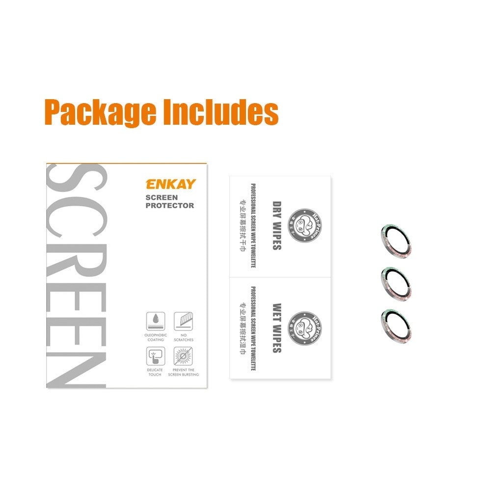 iPhone 13 Pro Glitter Aluminium Tempered Glass Lens Protector Rainbow