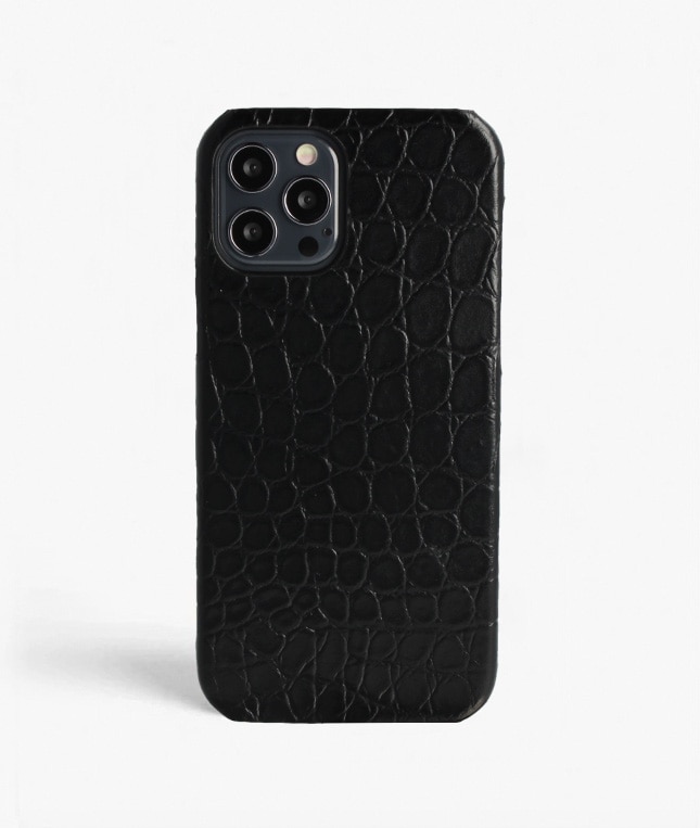 iPhone 12/iPhone 12 Pro Case Small Croco Black