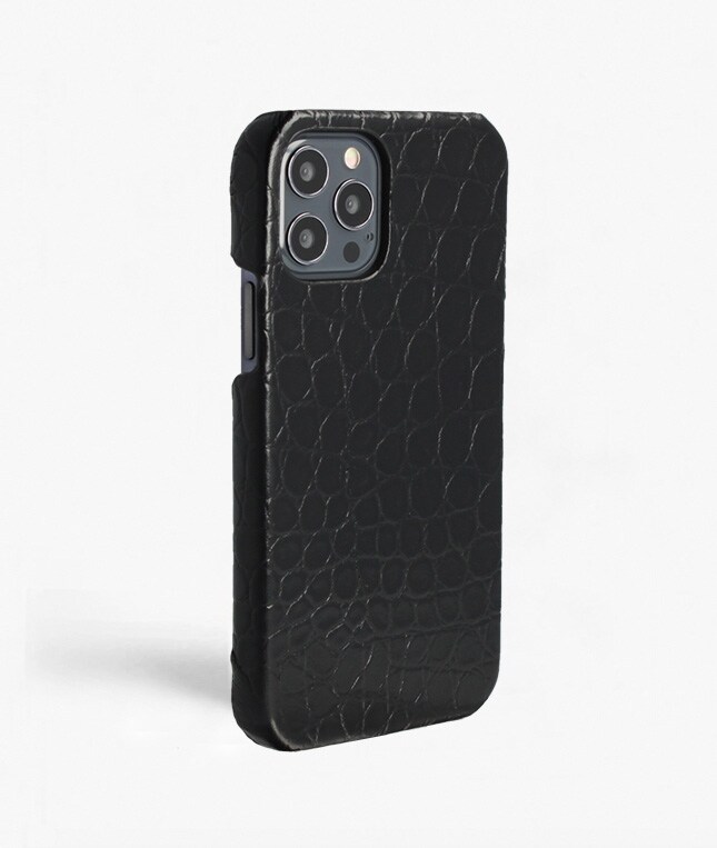 iPhone 12/iPhone 12 Pro Case Small Croco Black