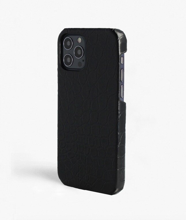 iPhone 12/iPhone 12 Pro Case Small Croco Black