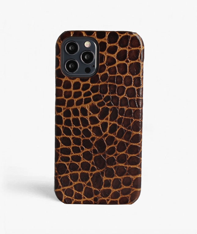 iPhone 12/iPhone 12 Pro Case Small Croco Brown