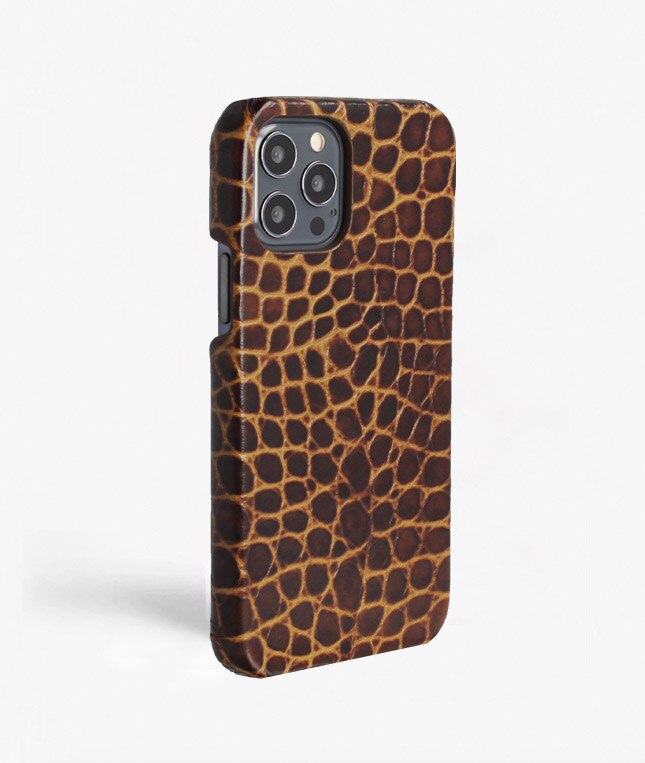 iPhone 12/iPhone 12 Pro Case Small Croco Brown