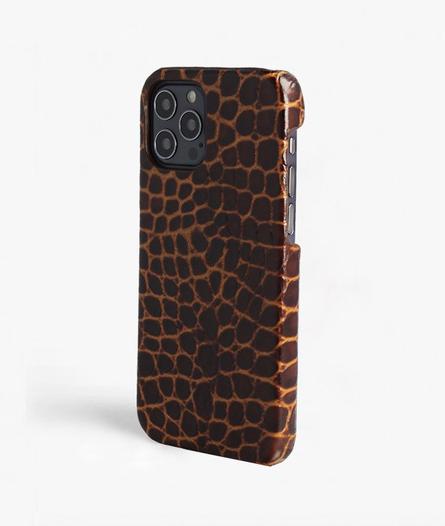 iPhone 12/iPhone 12 Pro Case Small Croco Brown