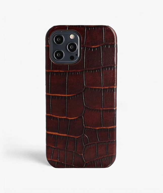 iPhone 12 Pro Max Case Croco Brown