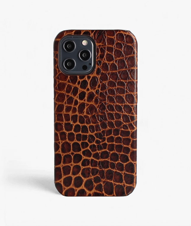 iPhone 12 Pro Max Case Small Croco Brown