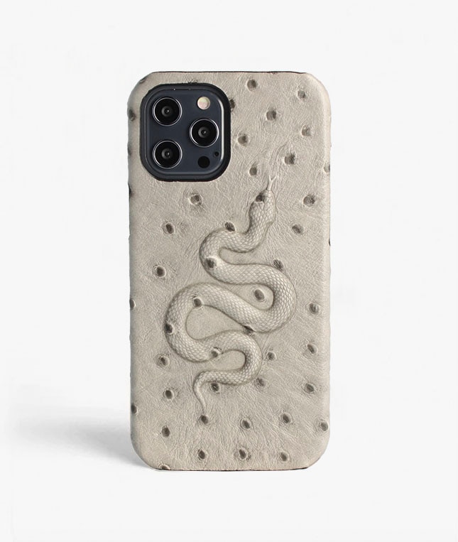 iPhone 12 Pro Max Case Snake Ostrich Grey