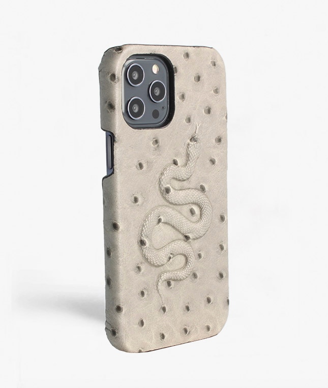 iPhone 12 Pro Max Case Snake Ostrich Grey