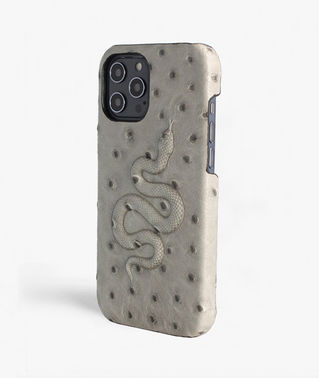 iPhone 12 Pro Max Case Snake Ostrich Grey