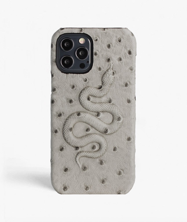 iPhone 12/iPhone 12 Pro Case Snake Ostrich Grey