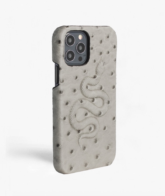 iPhone 12/iPhone 12 Pro Case Snake Ostrich Grey