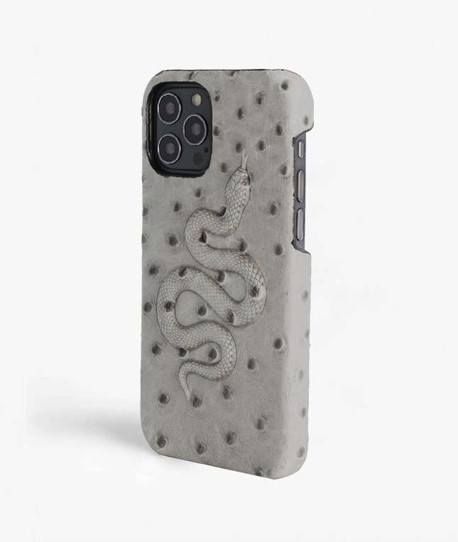iPhone 12/iPhone 12 Pro Case Snake Ostrich Grey