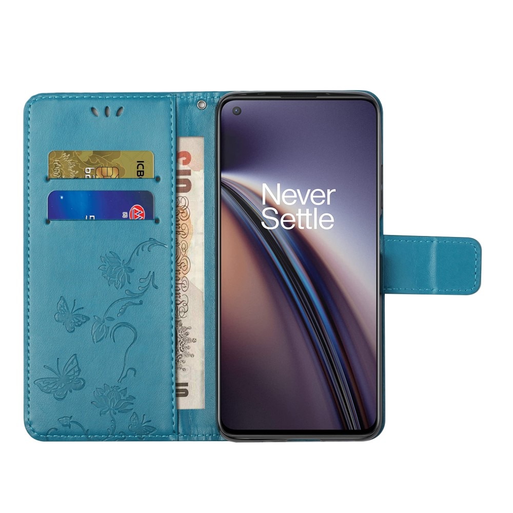 OnePlus Nord CE 5G Leather Cover Imprinted Butterflies Blue