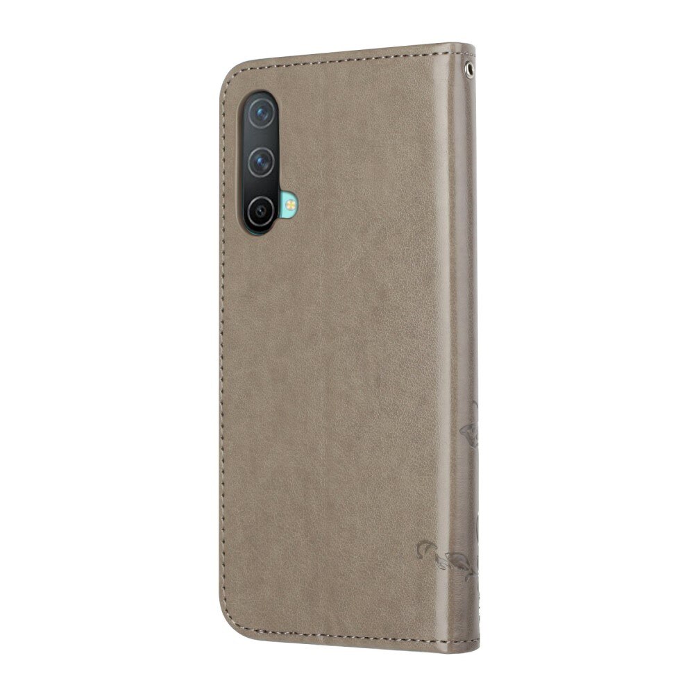  OnePlus Nord CE 5G Leather Cover Imprinted Butterflies Grey