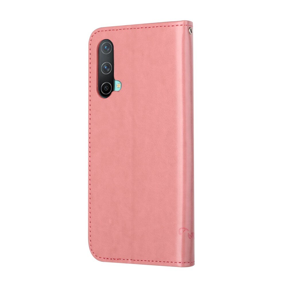  OnePlus Nord CE 5G Leather Cover Imprinted Butterflies Pink