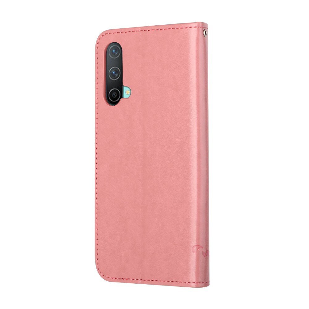 OnePlus Nord CE 5G Leather Cover Imprinted Butterflies Pink