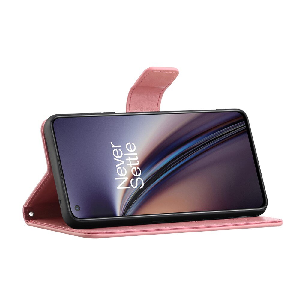  OnePlus Nord CE 5G Leather Cover Imprinted Butterflies Pink