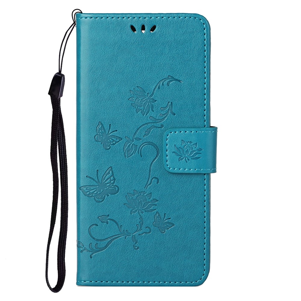 OnePlus Nord 2 5G Leather Cover Imprinted Butterflies Blue