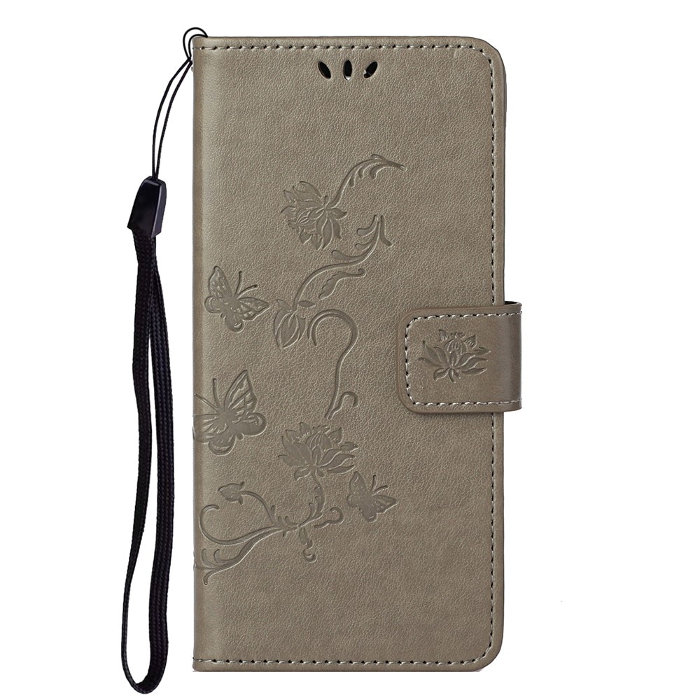 OnePlus Nord 2 5G Leather Cover Imprinted Butterflies Grey