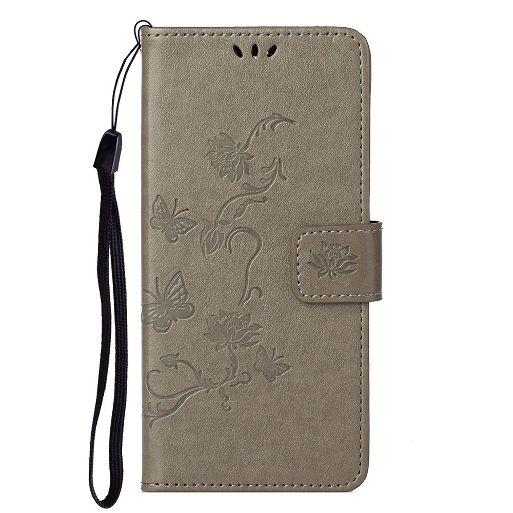 OnePlus Nord 2 5G Leather Cover Imprinted Butterflies Grey