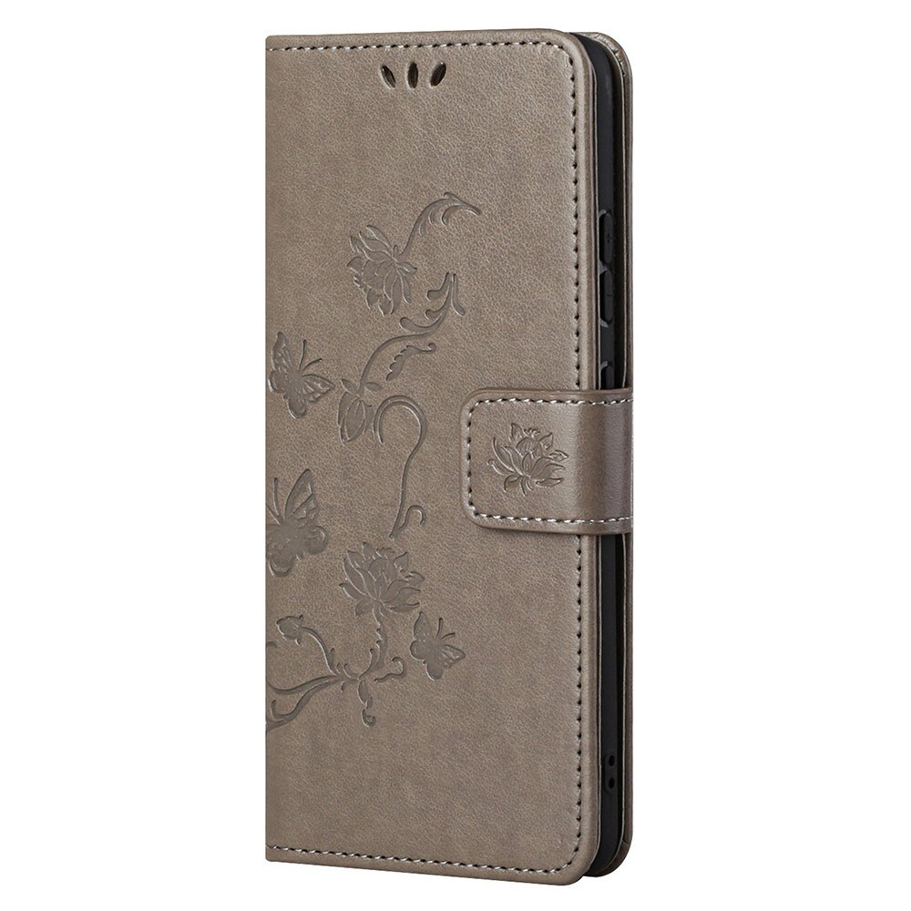 OnePlus Nord 2 5G Leather Cover Imprinted Butterflies Grey