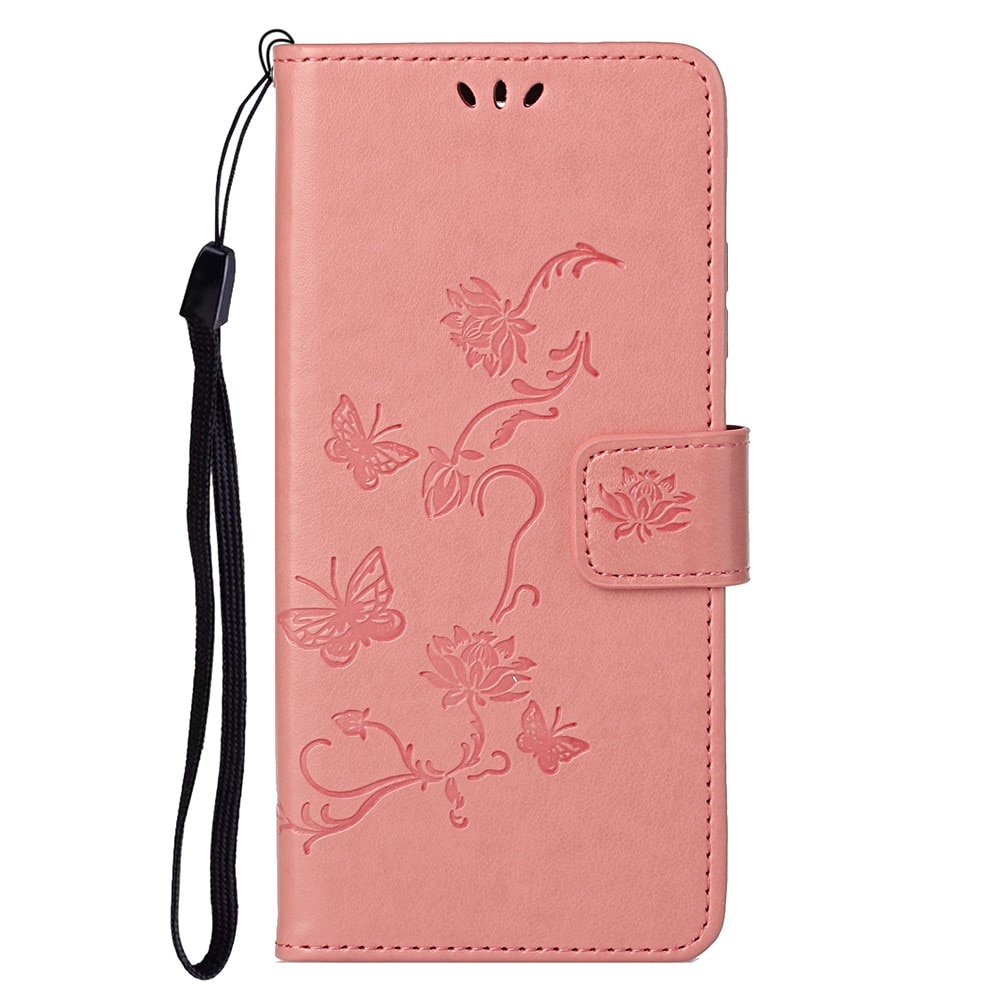 OnePlus Nord 2 5G Leather Cover Imprinted Butterflies Pink