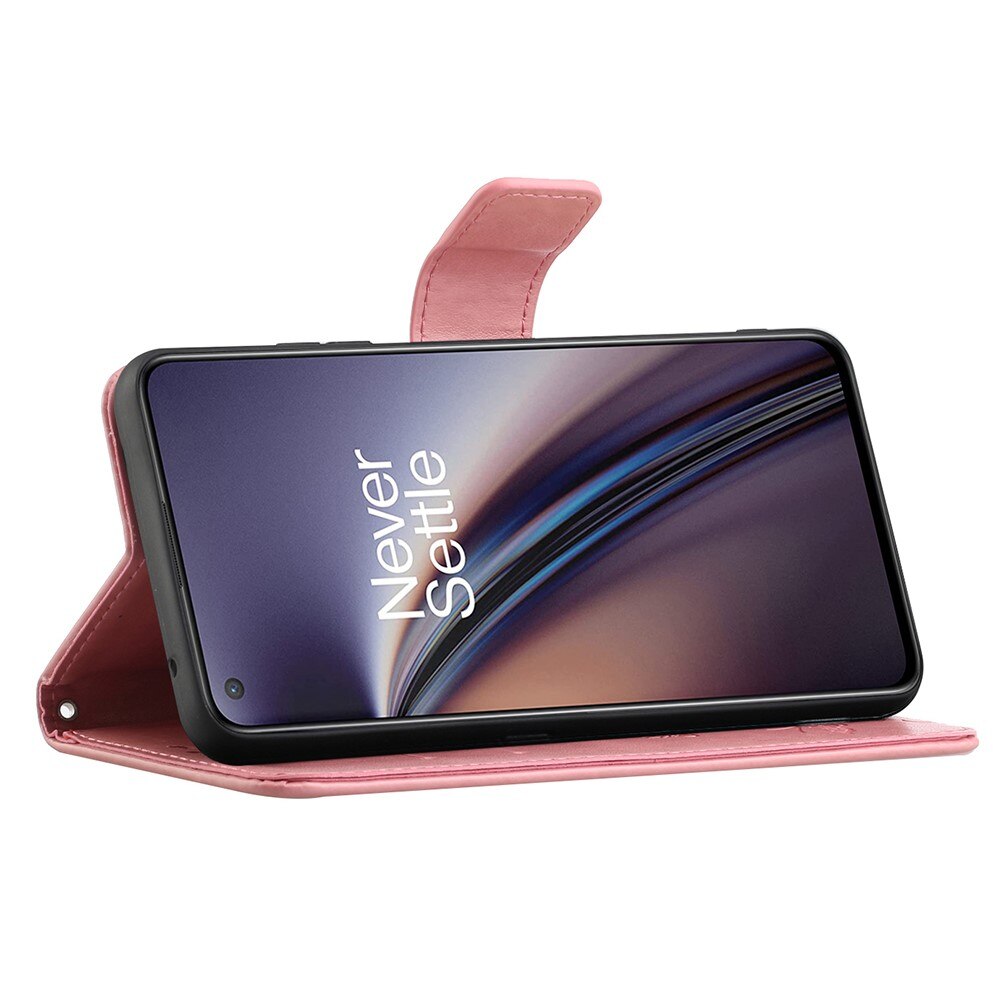  OnePlus Nord 2 5G Leather Cover Imprinted Butterflies Pink