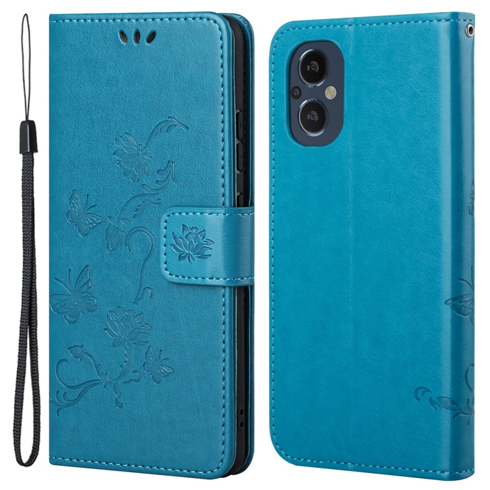 OnePlus Nord N20 Leather Cover Imprinted Butterflies Blue