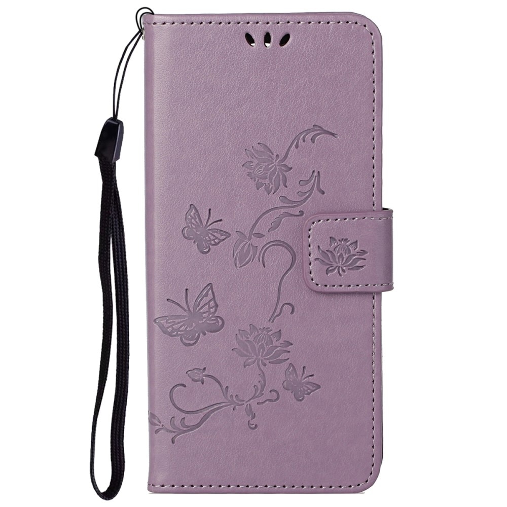 OnePlus Nord N20 Leather Cover Imprinted Butterflies Purple