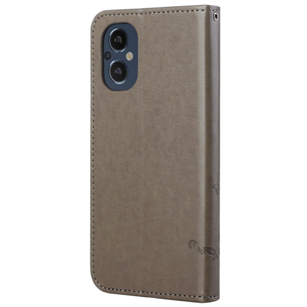 OnePlus Nord N20 Leather Cover Imprinted Butterflies Grey