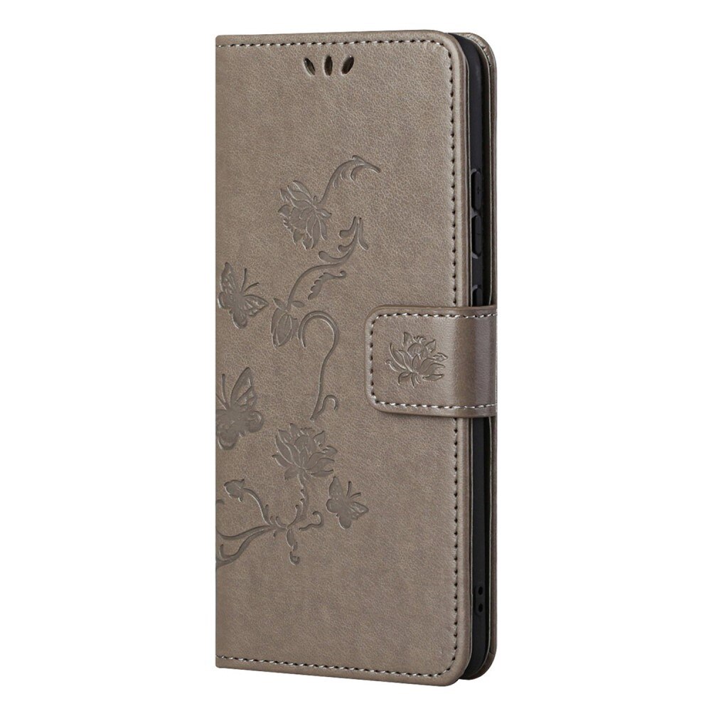 OnePlus Nord CE 5G Leather Cover Imprinted Butterflies Grey