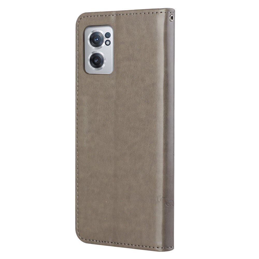  OnePlus Nord CE 5G Leather Cover Imprinted Butterflies Grey