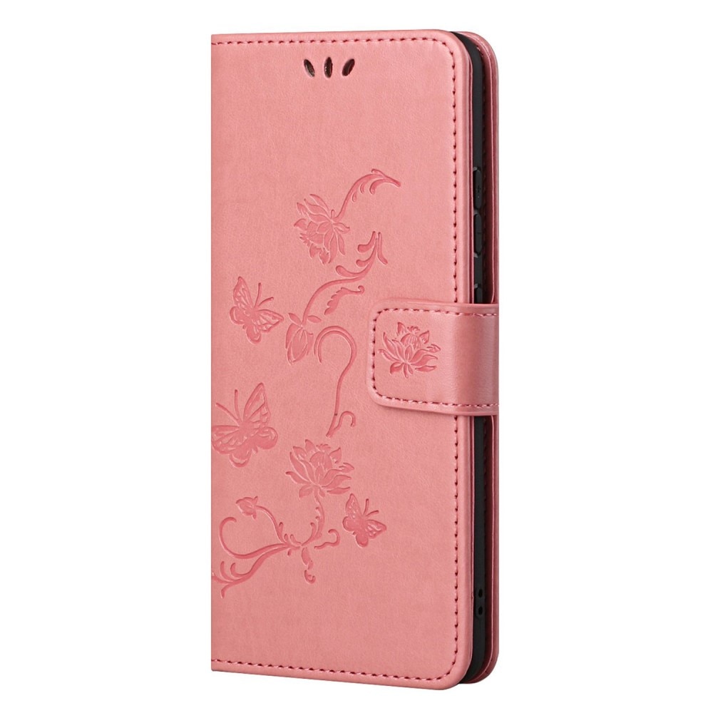  OnePlus Nord CE 5G Leather Cover Imprinted Butterflies Pink