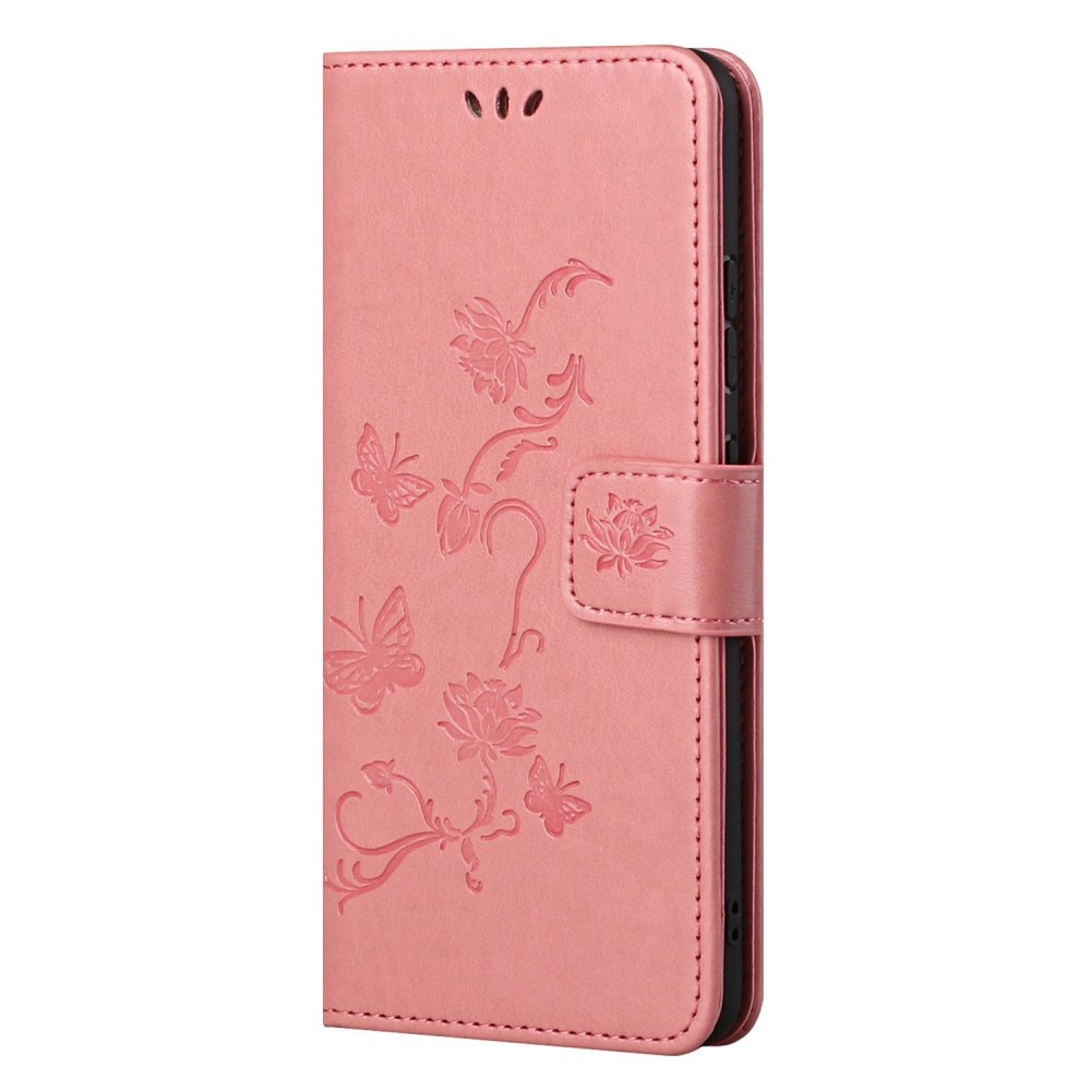 OnePlus Nord CE 5G Leather Cover Imprinted Butterflies Pink