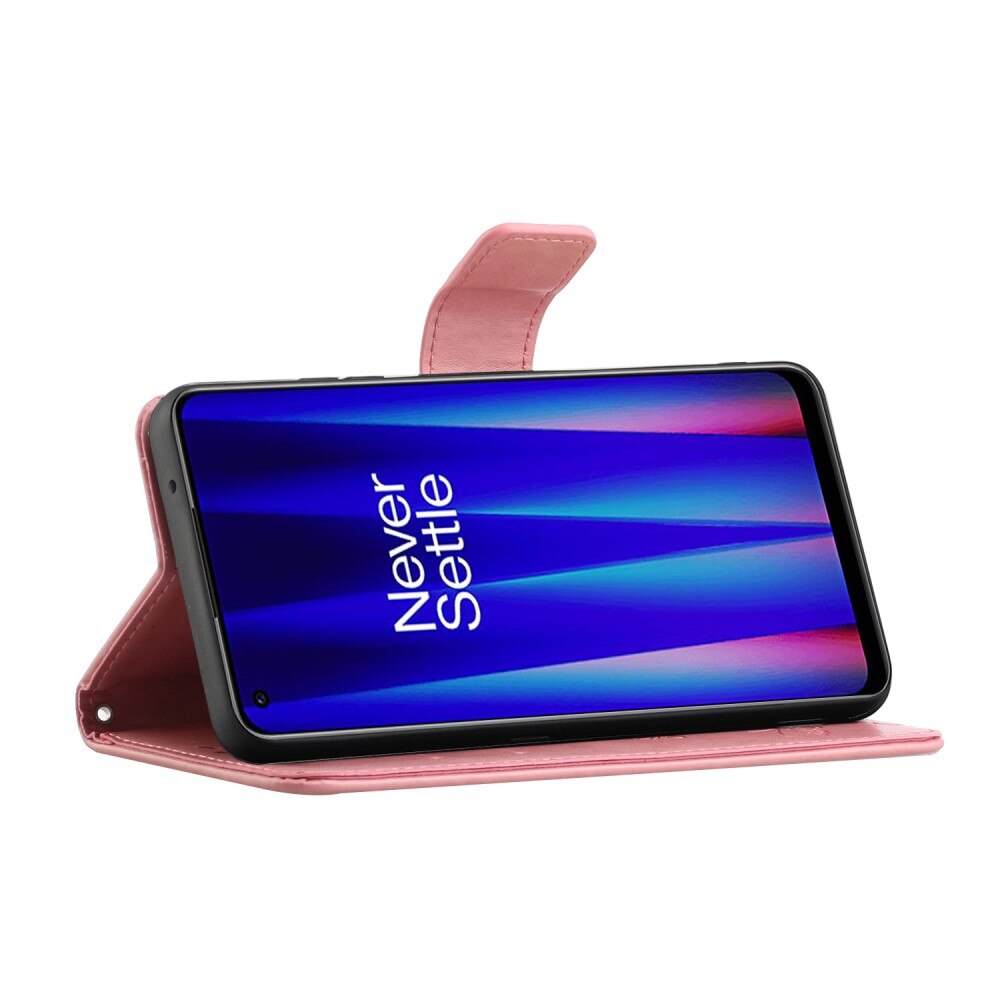  OnePlus Nord CE 5G Leather Cover Imprinted Butterflies Pink