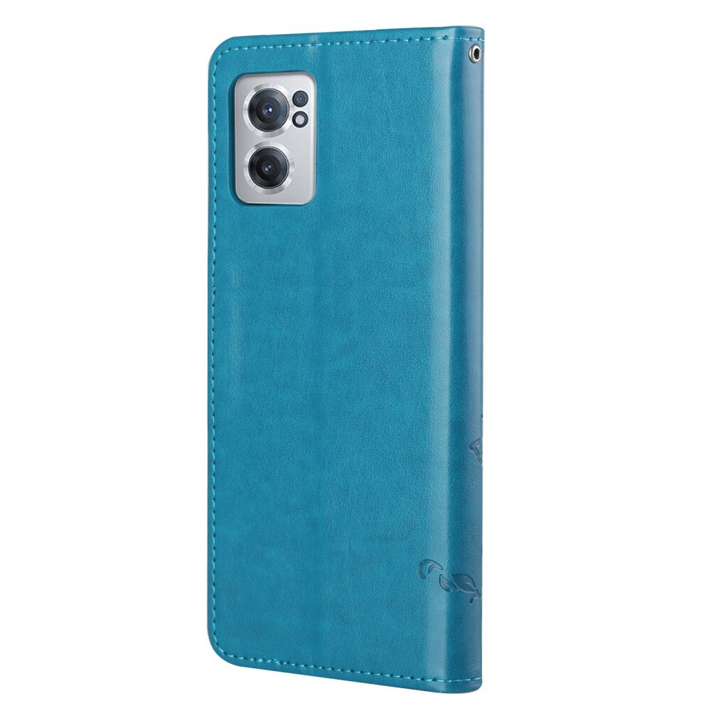 OnePlus Nord CE 5G Leather Cover Imprinted Butterflies Blue