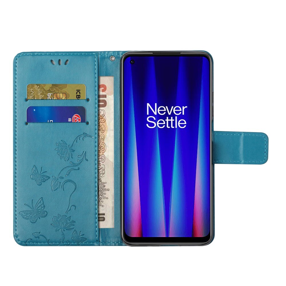 OnePlus Nord CE 5G Leather Cover Imprinted Butterflies Blue