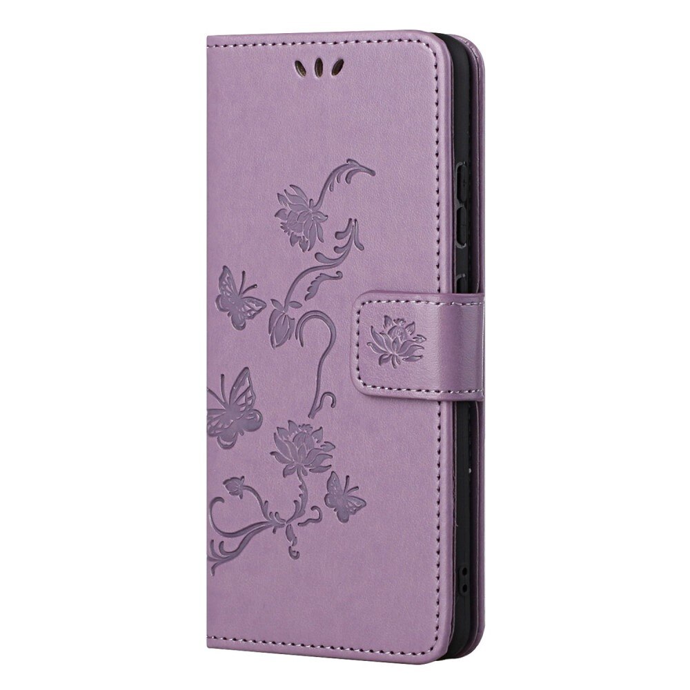  OnePlus Nord CE 5G Leather Cover Imprinted Butterflies Purple