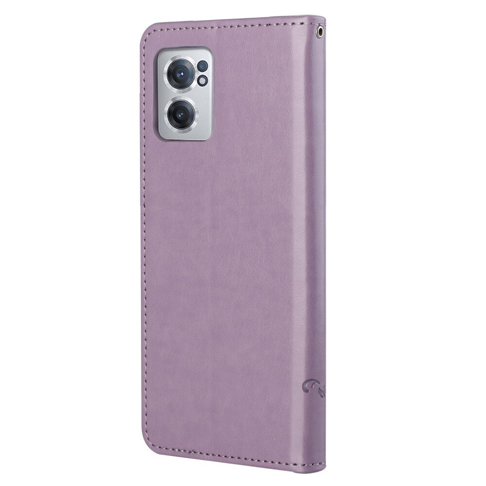 OnePlus Nord CE 5G Leather Cover Imprinted Butterflies Purple