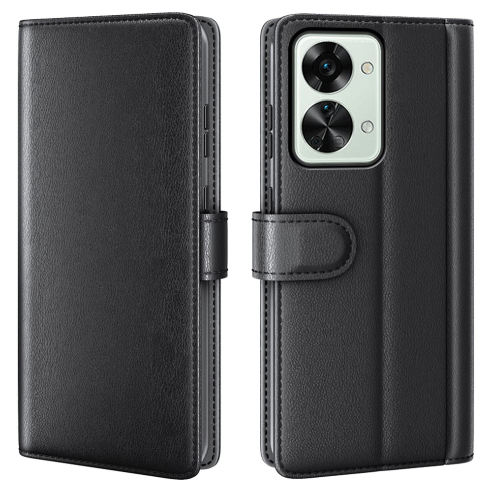 OnePlus Nord 2T 5G Genuine Leather Wallet Case Black