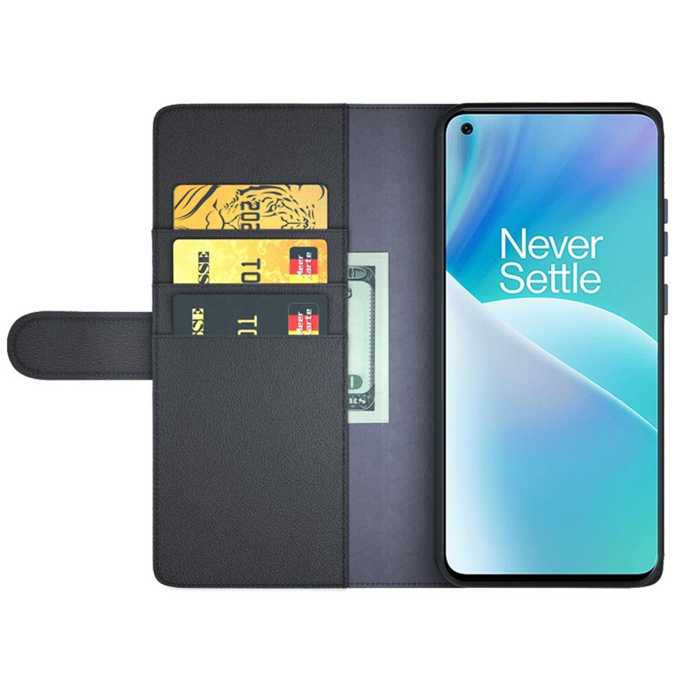 OnePlus Nord 2T 5G Genuine Leather Wallet Case Black