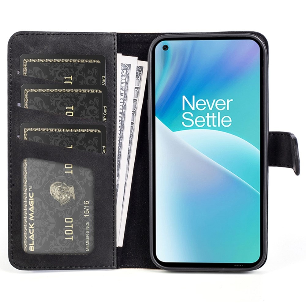 OnePlus Nord 2T 5G Wallet Case Color Splicing Black/Beige