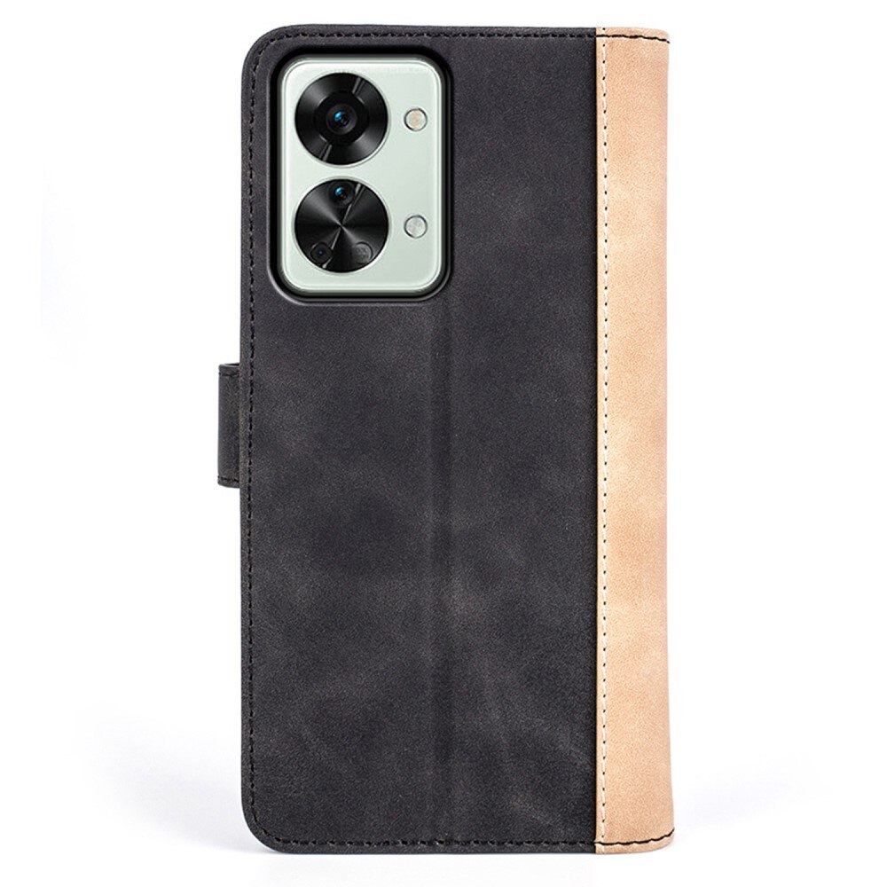 OnePlus Nord 2T 5G Wallet Case Color Splicing Black/Beige