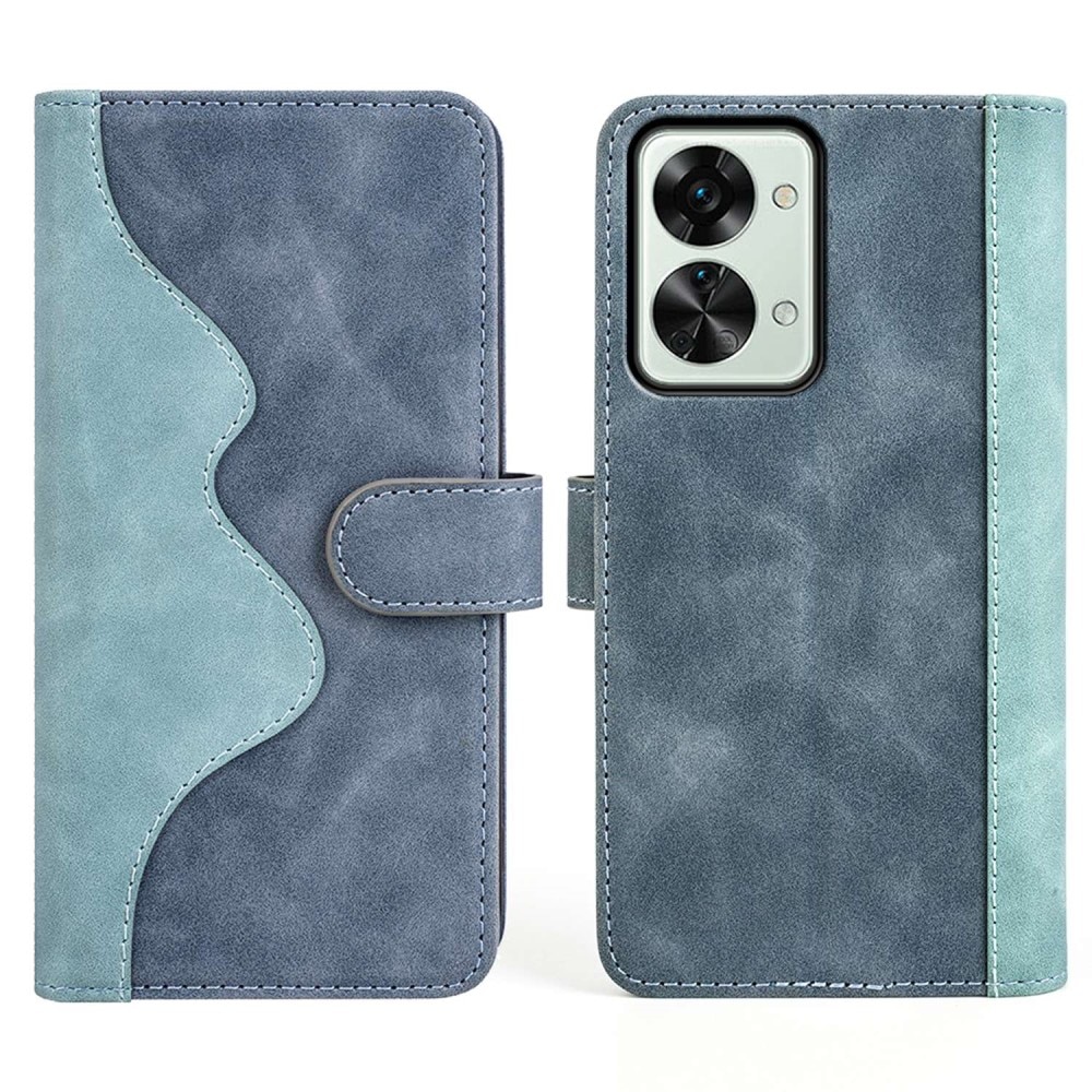 OnePlus Nord 2T 5G Wallet Case Color Splicing Blue