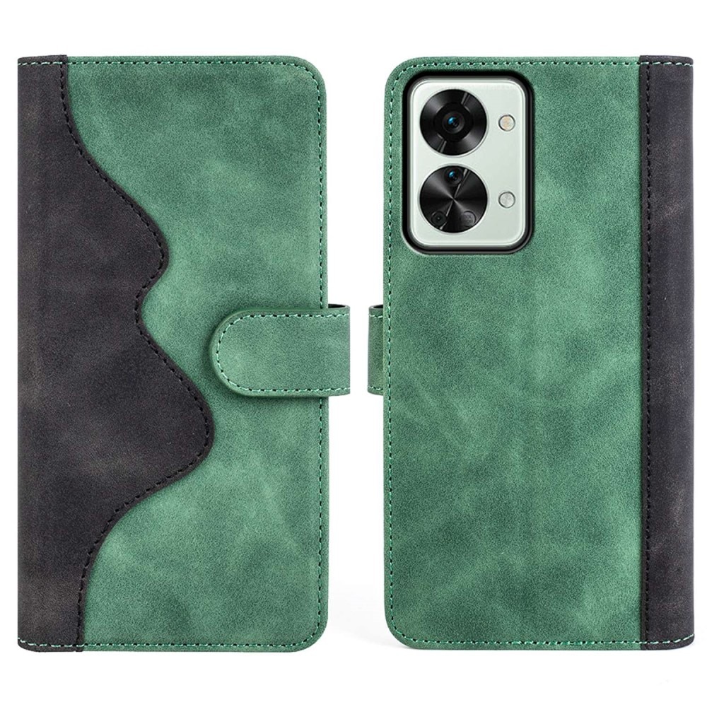 OnePlus Nord 2T 5G Wallet Case Color Splicing Green