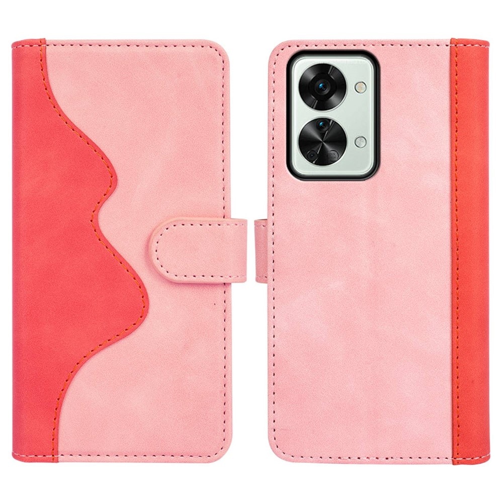 OnePlus Nord 2T 5G Wallet Case Color Splicing Pink