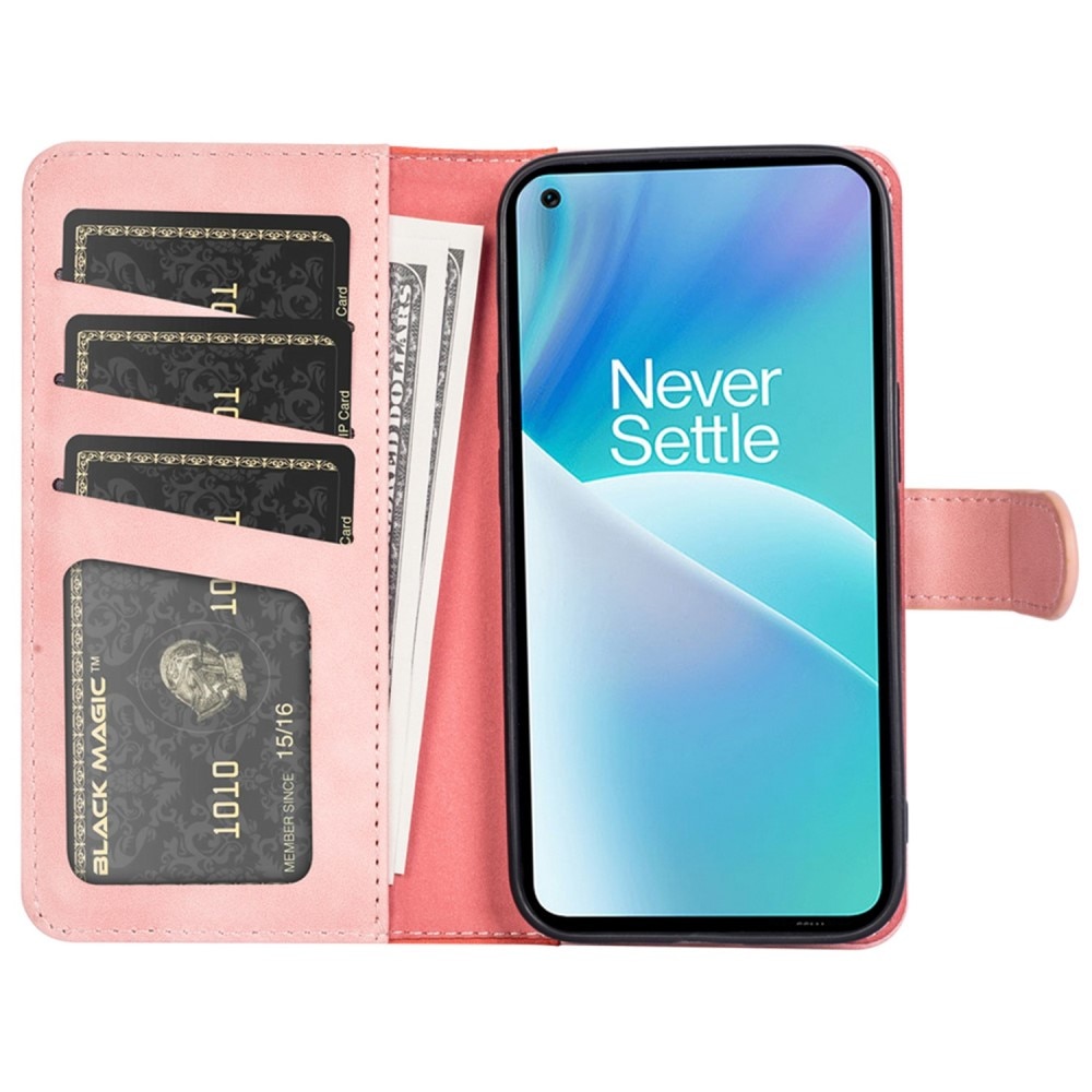 OnePlus Nord 2T 5G Wallet Case Color Splicing Pink
