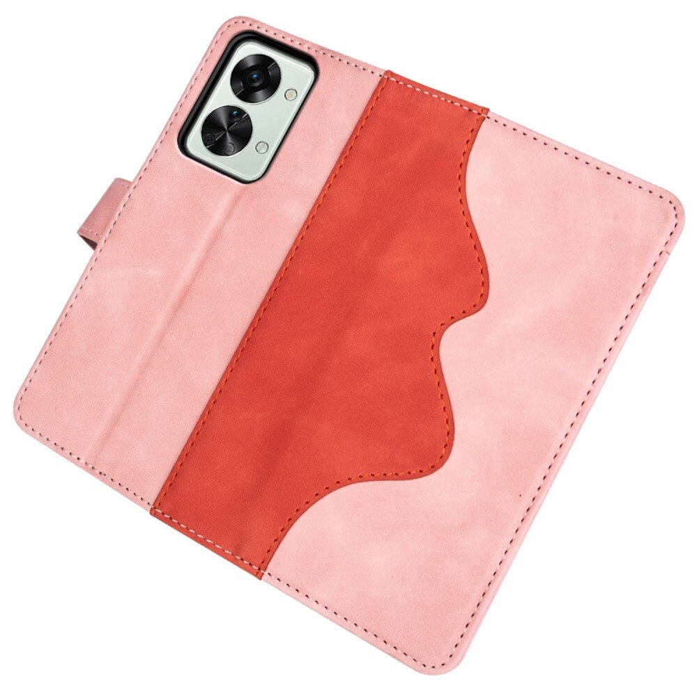 OnePlus Nord 2T 5G Wallet Case Color Splicing Pink