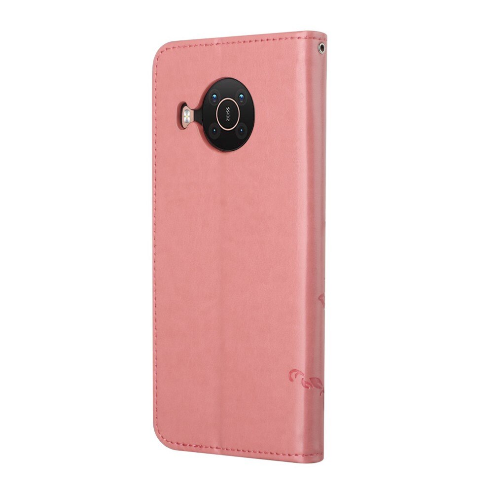 Nokia X20/X10 Leather Cover Imprinted Butterflies Pink