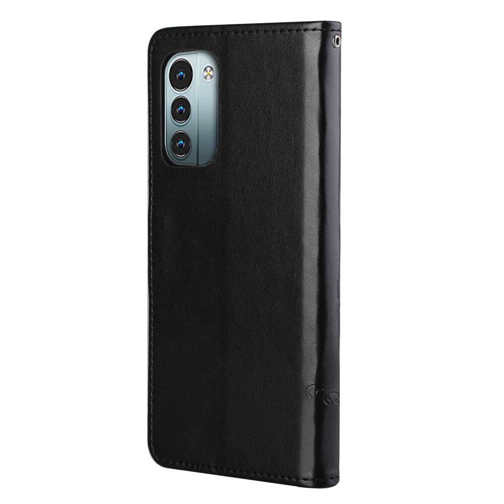  Nokia G11/Nokia G21 Leather Cover Imprinted Butterflies Black